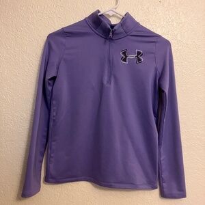 Under Armour Pullover 1/2 Zip Long Sleeve Heatgear Purple - Size JM